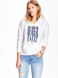 Women's Flag-Graphic Slub-Knit Hoodies