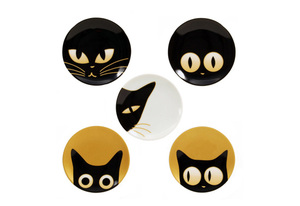 Cats eyes ceramic plates by Kaoru Shibata