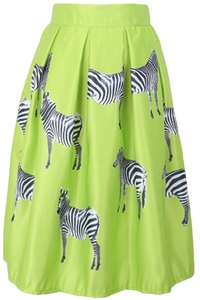 zebra pleated skirt