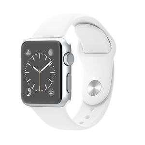 Apple Watch Sport, Корпус 38 мм, серебристый алюминий, белый спортивный ремешок