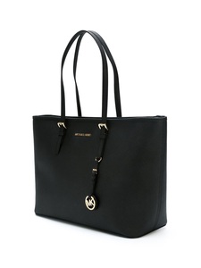 Черная кожаная большая сумка-тоут 'Jet Set Travel' от Michael Michael Kors.