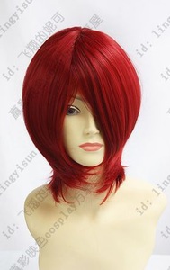 Тёмно-красный парик средней длины