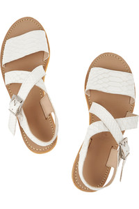PENELOPE CHILVERS Python-effect white leather sandals
