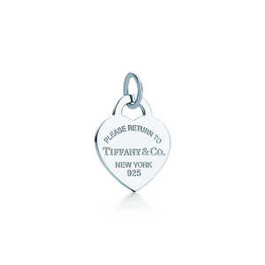 Подвеска в форме сердца из стерлингового серебра с эмалью цвета Tiffany Blue. Размер Medium.
