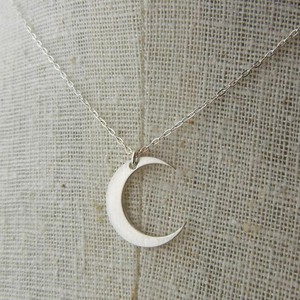 tiny sterling silver moon necklace 16"