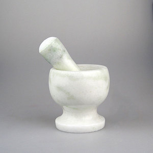 Ступка карарского мрамора на ножке - с обоюдным пестиком