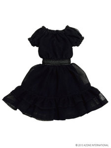 Pure Neemo Size - PNS Chiffon Frill Mille-feuille One-piece Dress Black