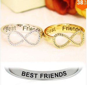 2Pcs Best Friends Rings Women's Infinity Ring Engraved Rings Jewelry Gold Silver plated Rings For Woman Girl Lady Finger Jewelry