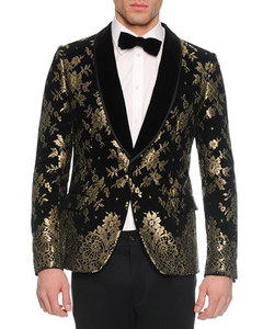 Dolce & Gabbana Chantilly Lace Velvet Evening Jacket, Black/Gold