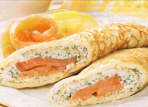 блинчики с семгой и мягким сыром
