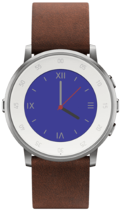 Pebble Time Round Silver with Nubuck Brown Leather (20mm band)