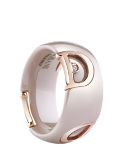 D.Icon CAPPUCCINO CERAMIC, POSE GOLD AND DIAMONDS RING