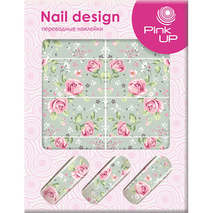 Наклейки для ногтей PINK UP NAIL DESIGN FLOWER тон 57 розы на сером фоне