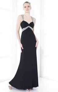 cheap long black designer prom dress online