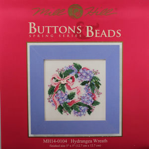 Buttons & Beads: Hydrangea Wreath cross stitch kit by Mill Hill