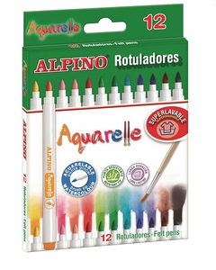 АКВАРЕЛЬНЫЕ ФЛОМАСТЕРЫ AQUARELLE 12 ЦВ. ALPINO (АЛЬПИНО)