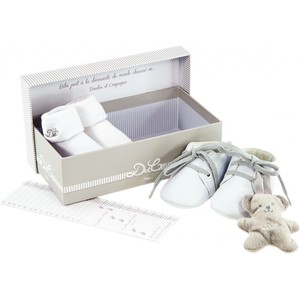 White Socks & Shoes With Gray Bear Gift Set