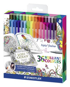 STAEDTLER Triplus Fineliner, Exclusive Johanna Basford Edition - Assorted Colours, Set of 36