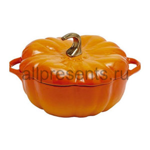 Staub Кастрюля с крышкой чугунная в виде тыквы, 24 см 3,45 л