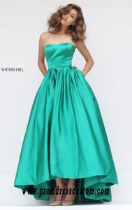Sherri Hill 50226 Emerald 2016 Strapless-Neck Bodice Long A-Line Evening Gown