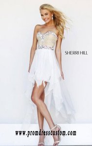 Sherri Hill 1920 Beaded White Sweetheart-Neck Short Chiffon Prom Dresses Cheap