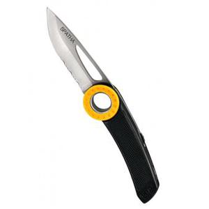 Складной универсальный нож вдеваемый в карабин черно - оранжевый.