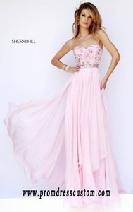 2015 Sweetheart-Neck Pink Beaded Sherri Hill 1943 Long Bodice Prom Dresses
