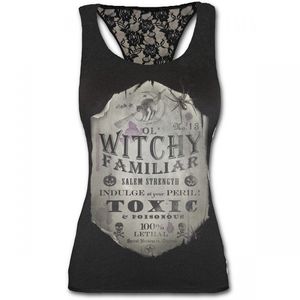 WITCHY FAMILIAR - Racerback Lace Top Black