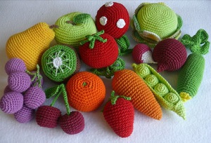 набор вязаные овощи и фрукты