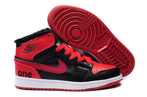 Cheap Air Jordan 1 Original Fur Red White Black Shoes