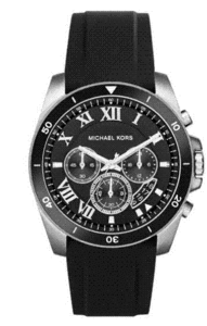 Часы  Michael Kors Large Stainless Steel Chronograph Watch w/ Silicone Strap, Silver/Black