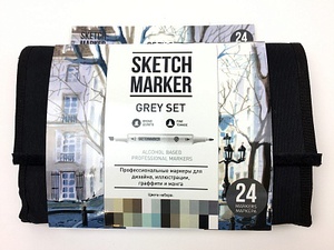 Набор маркеров SKETCHMARKER Gray set 24 - Серые тона (24 маркера + сумка органайзер)