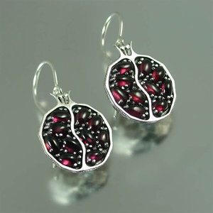 Украшения Серьги POMEGRANATE garnet silver earrings