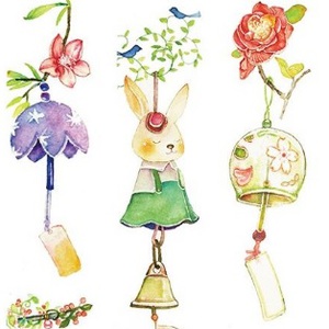 Wind chime and rabbit washi tape