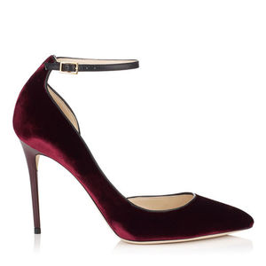 Evening Bordeaux Velvet Pointed Toe Pump