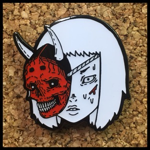 Death mask enamel pin