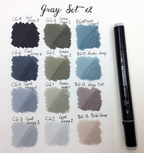 Набор маркеров Sketchmarker Brush Gray set 12