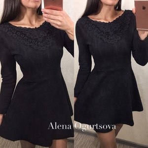 Платье черное замшевое