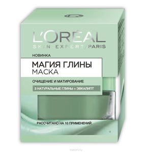 L'Oreal Paris Маска для лица "Магия Глины" очищение и матирование с эвкалиптом, для всех типов кожи