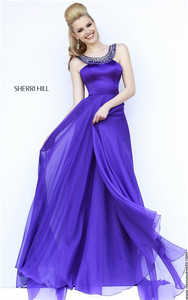 On Sale Sherri Hill 32151 Jeweled Halter Neck Purple Long Dress Prom 2016