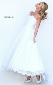 Cheap Sherri Hill 50490 Beaded Open Back Strapless Ivory Prom Dresses 2016