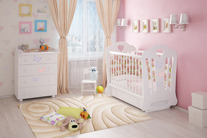 Кроватка вариант 2 ("Sharlotta" с декором "Бабочки")