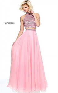 2017 Pink Beading Two-Piece Halter Princess Dress From Sherri Hill 50809