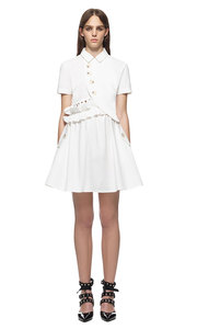 Self Portrait Button Shirt Dress White