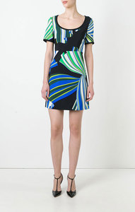 Emilio Pucci Vortici Printed Fitted Mini Dress