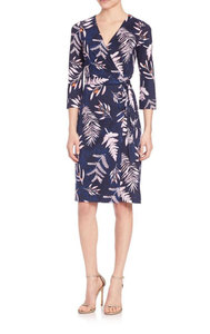 Emilio Pucci Snake Leaves Print Two Silk Wrap Dress