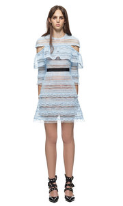 Self Portrait Stripe Grid Mini Dress