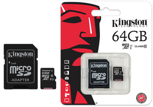 MicroSD карта на 64Gb, class 10 не ниже
