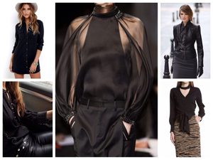 чёрная шёлковая блузка