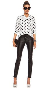 EQUIPMENT SLIM SIGNATURE SILK SHIRT BRIGHT WHITE WITH BLACK POLKA DOT